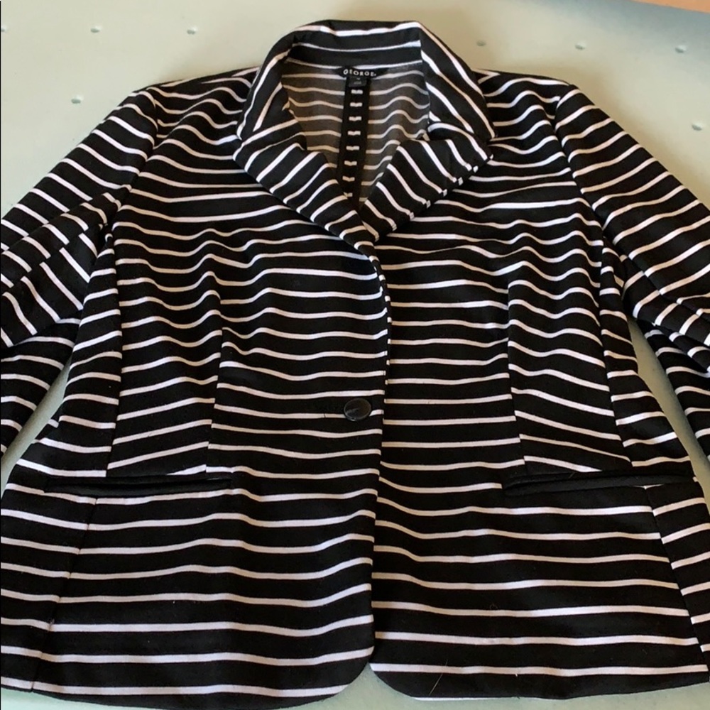 George Black and White Stripe Blazer Size 18
